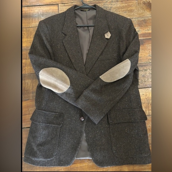 Vintage Farah Blazer Leather Elbow Patches 80s 90s Sport Coat Men's 42R Brown